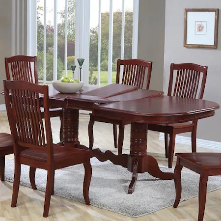 Oval Double Pedestal Dining Table with Double Butterfly Leaf